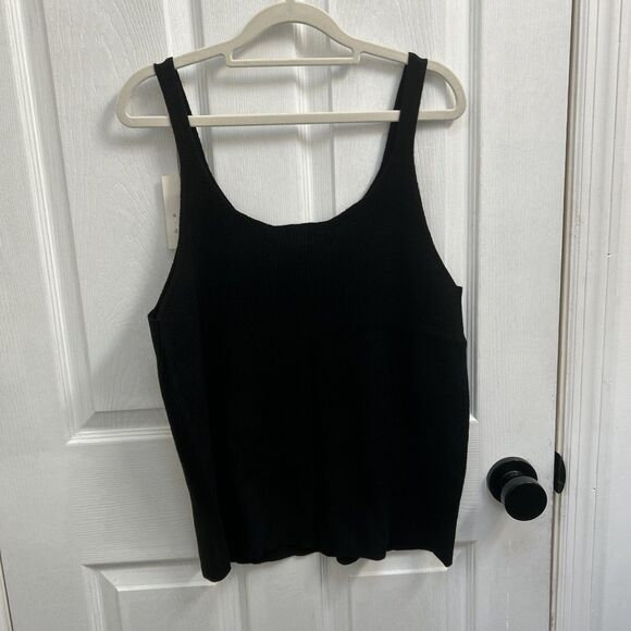 NWT A New Day Women’s Ribbed Knit V-Neck Casual Tank Top Black Plus Size 1X - Picture 8 of 16